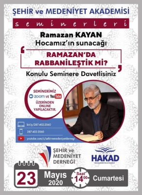 Şehir ve Medeniyet Derneği ile birlikte yürüttüğümüz Şehir ve Medeniyet Akademisi  Seminerimizin 24.05.2020 tarihli bu haftaki konuğu 